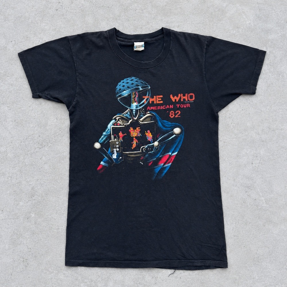 Vintage 1982 The Who American Tour T-Shirt Screen Stars Black Mens L 17x28